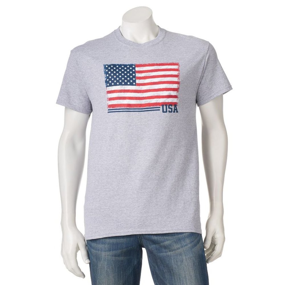 Gildan American Flag Patriotic T-Shirt July 4th Memorial Labor Day Vet USA New
